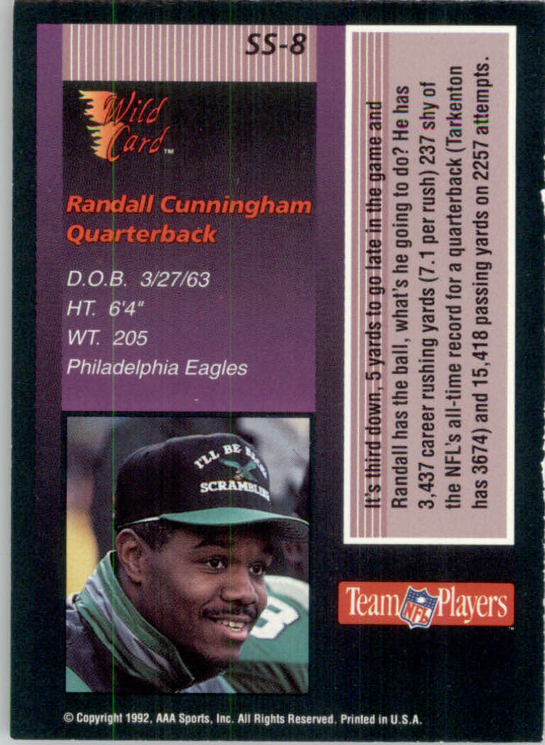 1992 Wild Card Football "Stat Smashers" Insert and Promo Cards - Picture 12 of 70