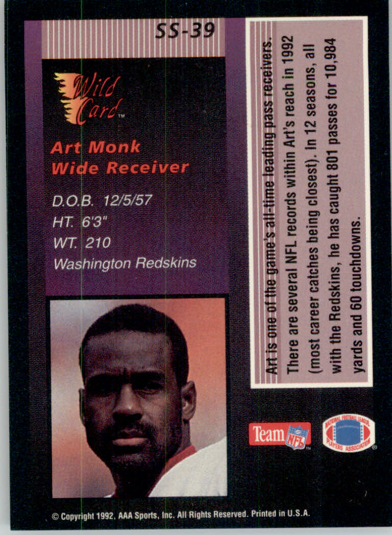1992 Wild Card Football "Stat Smashers" Insert and Promo Cards - Picture 44 of 70