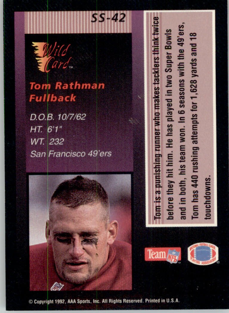 1992 Wild Card Football "Stat Smashers" Insert and Promo Cards - Picture 50 of 70
