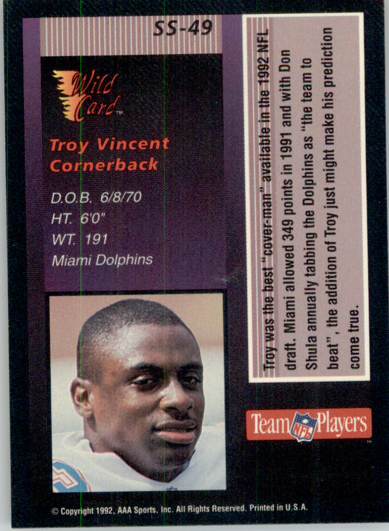 1992 Wild Card Football "Stat Smashers" Insert and Promo Cards - Picture 62 of 70