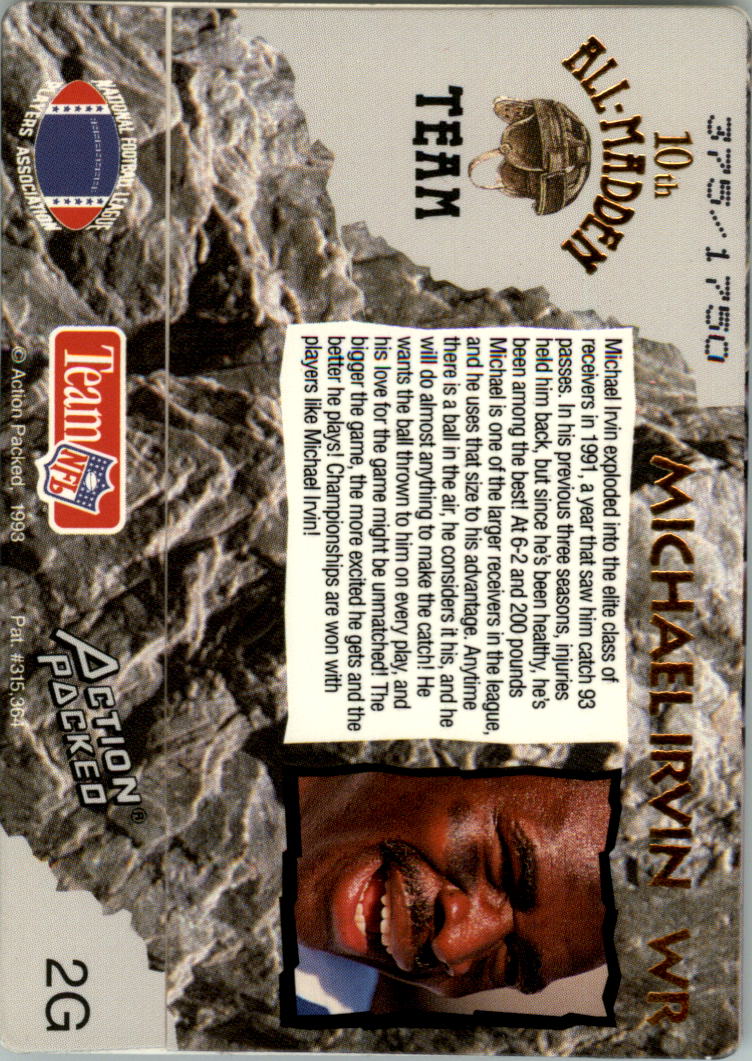 1993 Action Packed All-Madden 24K Gold #2G Michael Irvin back image