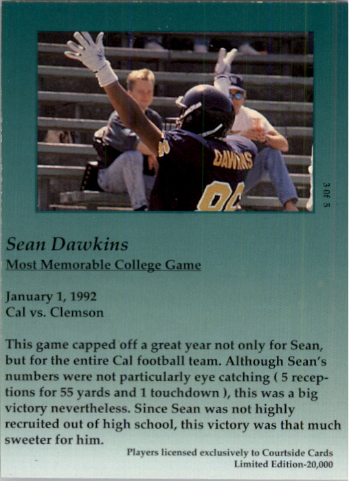 1993 Courtside Sean Dawkins #3 Sean Dawkins back image
