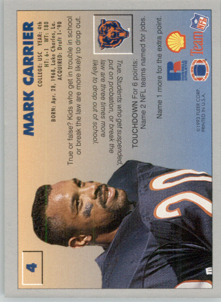 1993 FACT Fleer Shell Football Cards - Picture 9 of 213