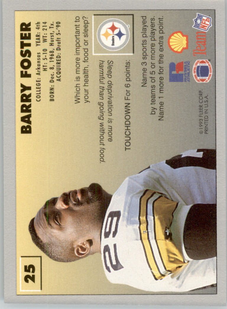 1993 FACT Fleer Shell Football Cards - Picture 49 of 213