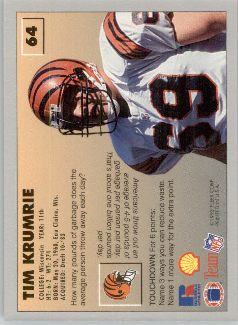 1993 FACT Fleer Shell Football Cards - Picture 125 of 213