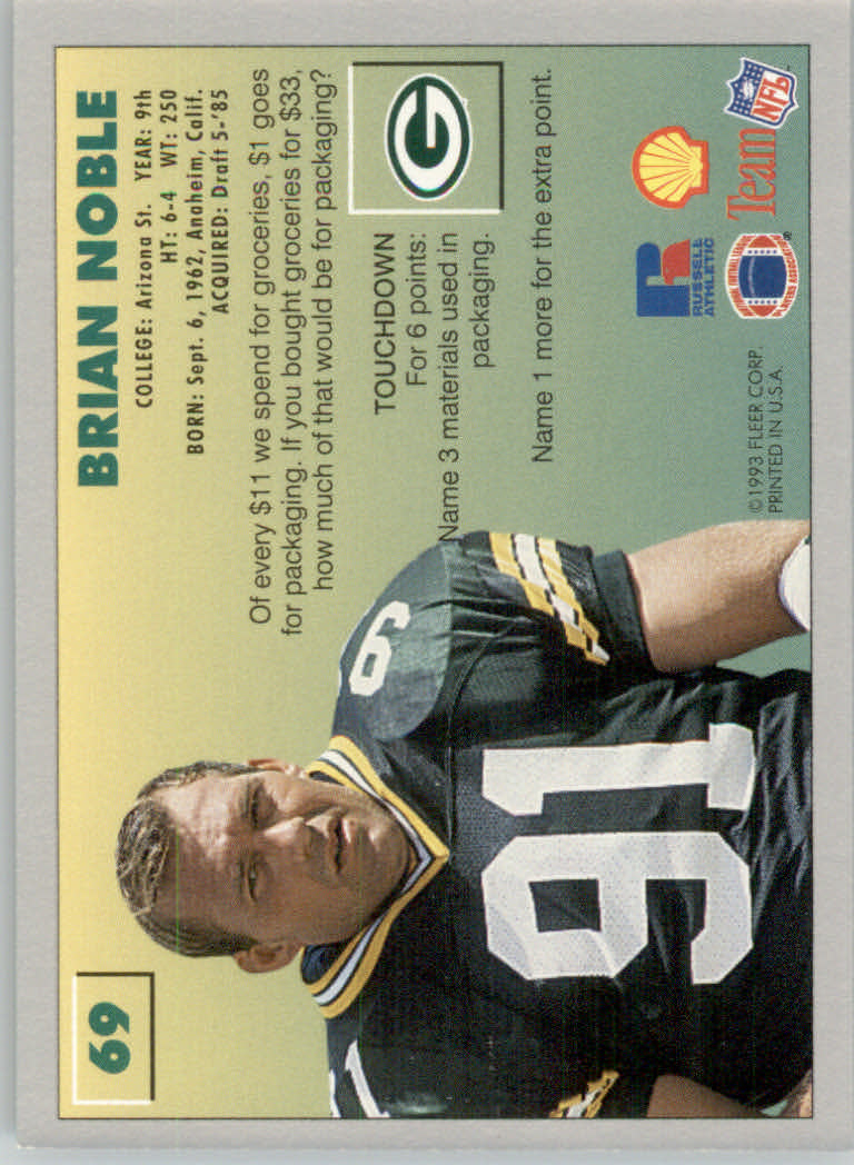 1993 FACT Fleer Shell Football Cards - Picture 135 of 213