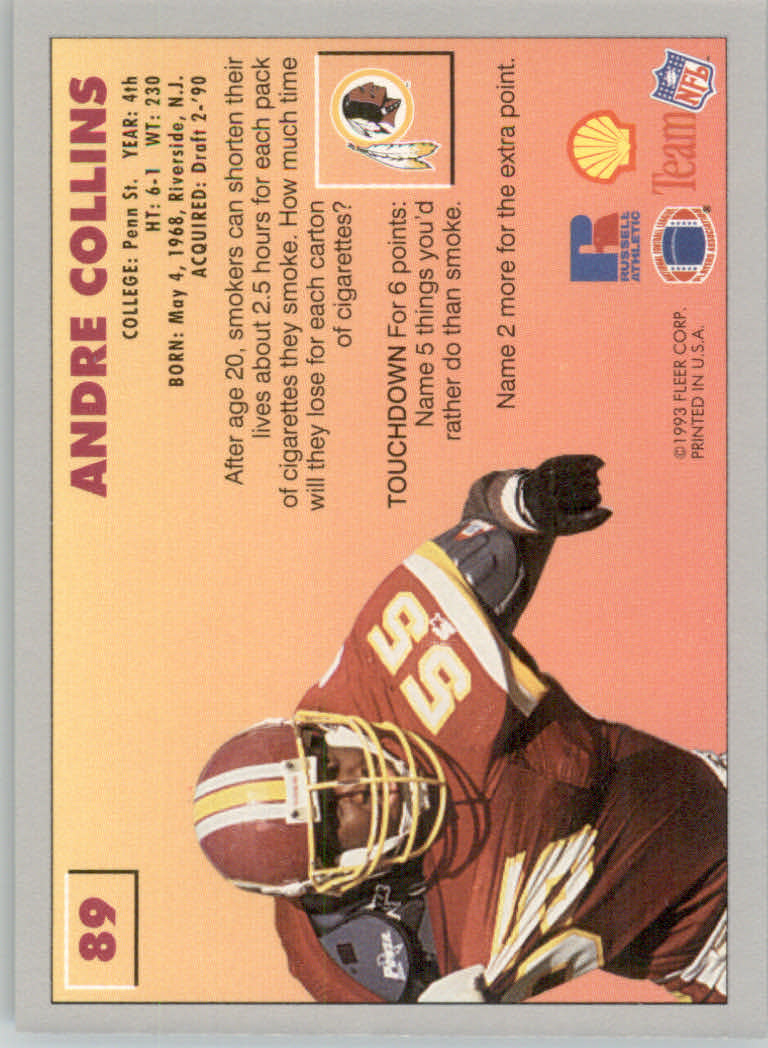 1993 FACT Fleer Shell Football Cards - Picture 175 of 213