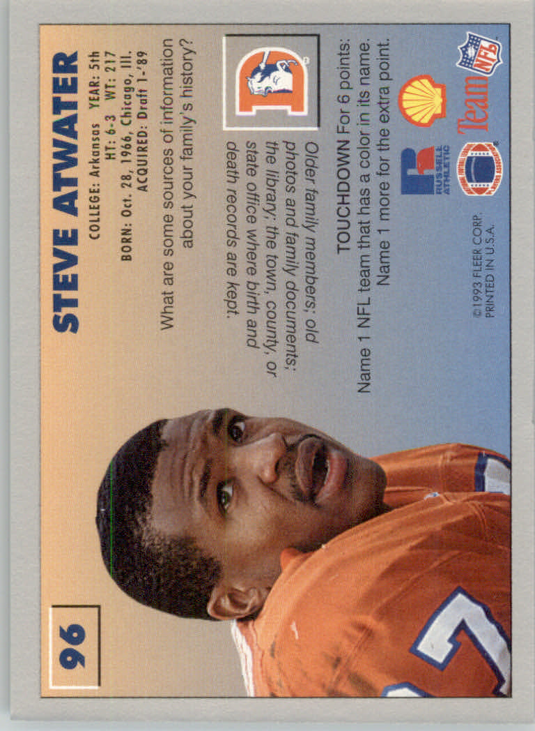 1993 FACT Fleer Shell Football Cards - Picture 189 of 213