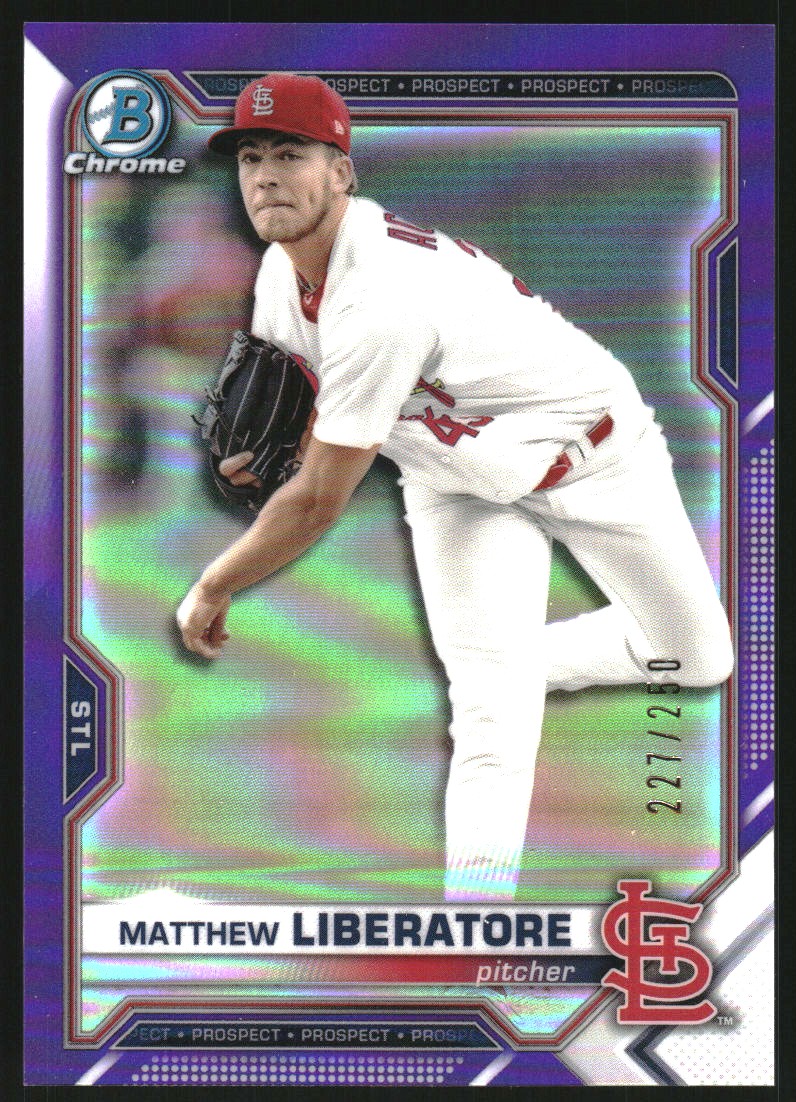 2021 Bowman Chrome Prospects Purple Refractors #BCP234 Matthew Liberatore
