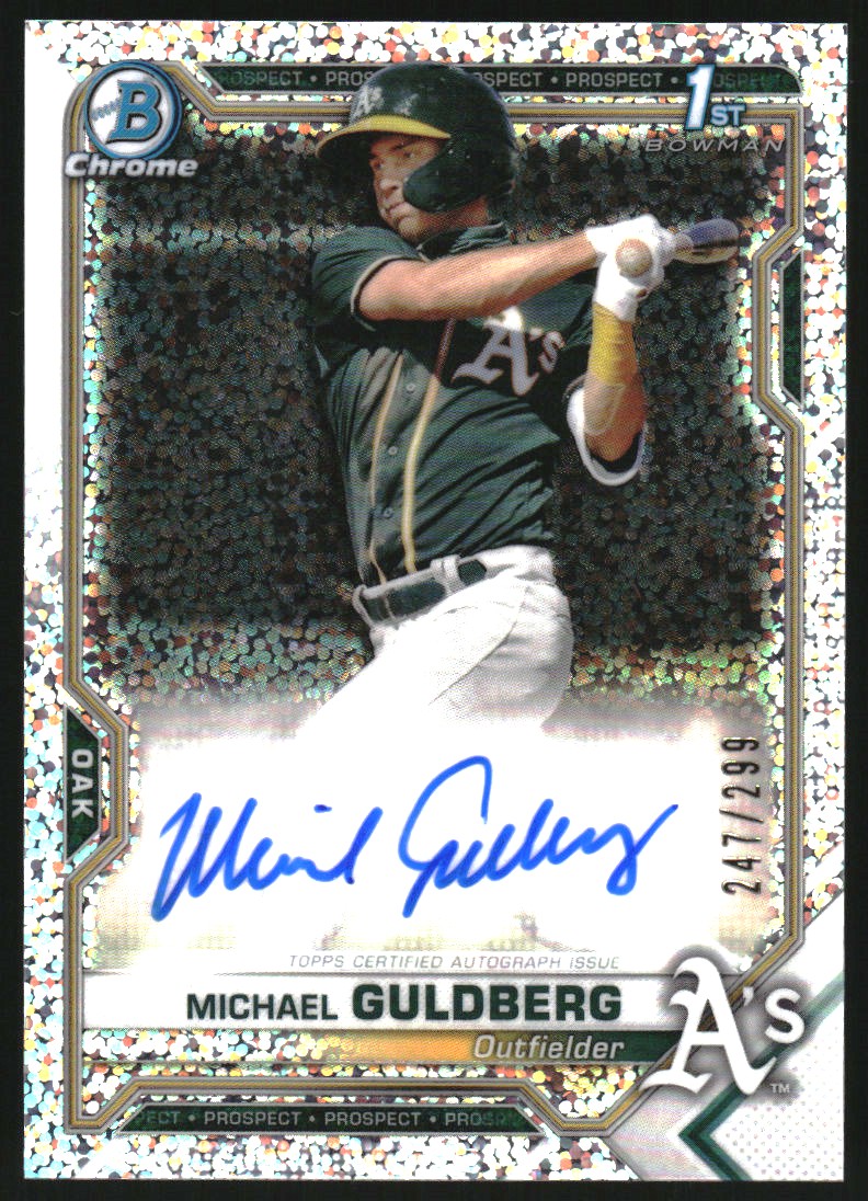 2021 Bowman Chrome Prospect Autographs Speckle Refractors #CPAMG Michael Guldberg
