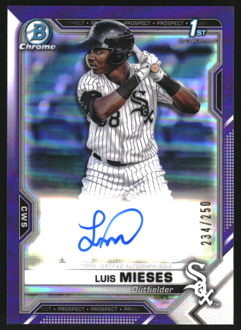 2021 Bowman Chrome Prospect Autographs Purple Refractors #CPALMI Luis Mieses