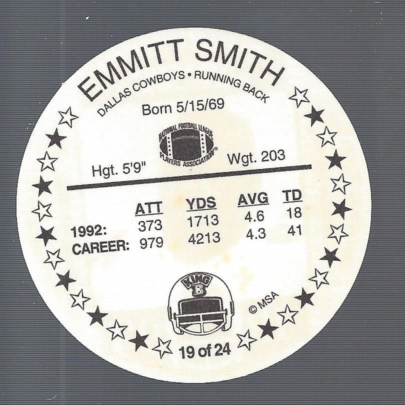 1993 King B Discs #19 Emmitt Smith back image