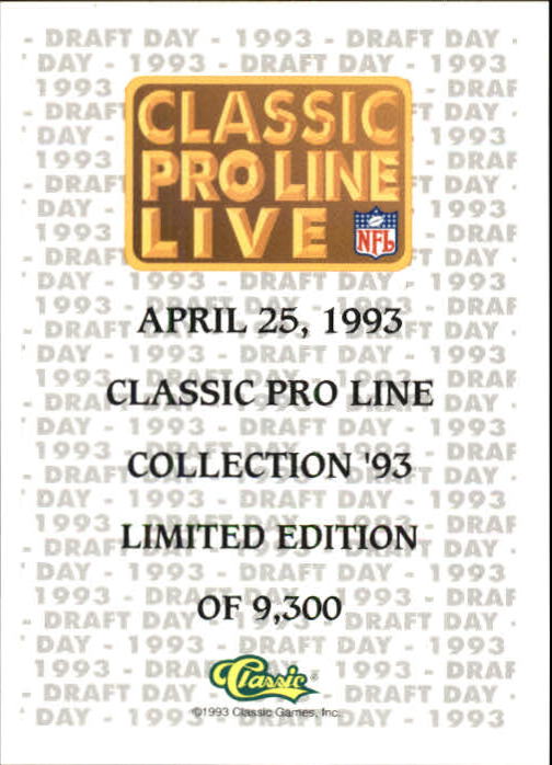 1993 Pro Line Live Draft Day NYC #1C Drew Bledsoe back image