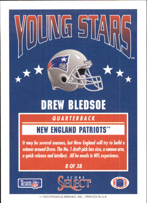 1993 Select Young Stars #8 Drew Bledsoe back image