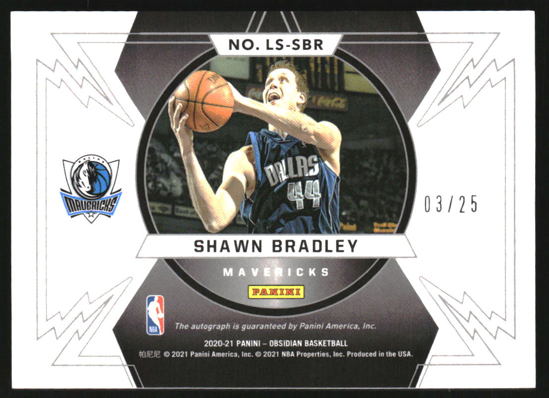 2020-21 Panini Obsidian Lightning Strike Signatures Electric Etch Green #13 Shawn Bradley/25