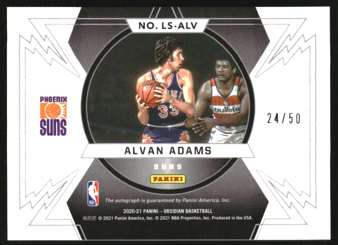 2020-21 Panini Obsidian Lightning Strike Signatures Electric Etch Orange #11 Alvan Adams/50