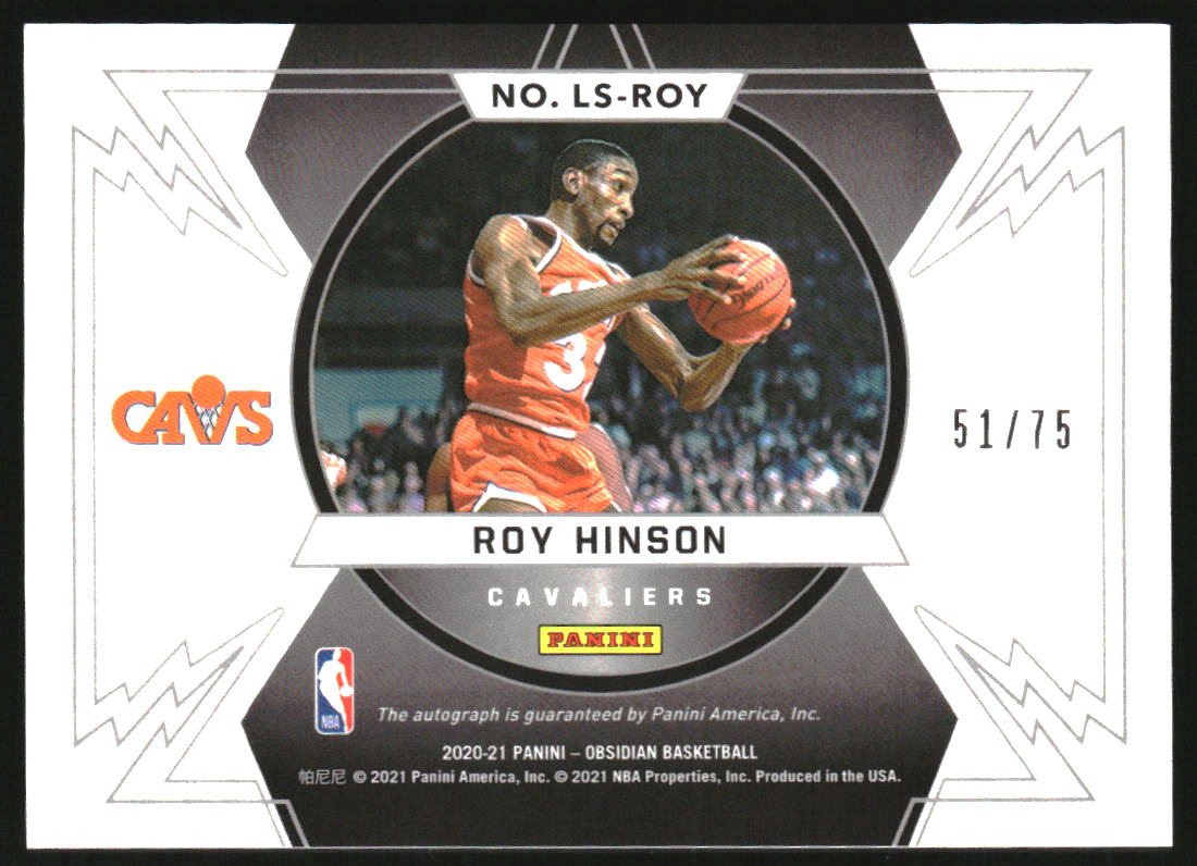 2020-21 Panini Obsidian Lightning Strike Signatures Electric Etch Purple #17 Roy Hinson/75