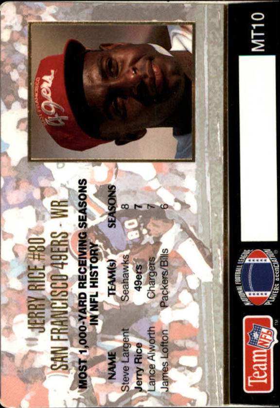 1993 Action Packed Moving Targets #MT10 Jerry Rice back image