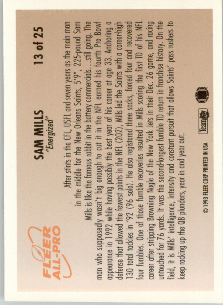 1993 Fleer Football "Insert" Cards - Picture 19 of 113