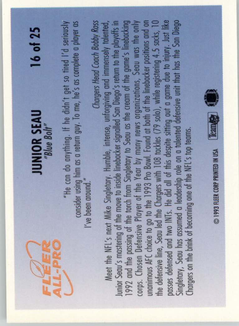 1993 Fleer Football "Insert" Cards - Picture 25 of 113
