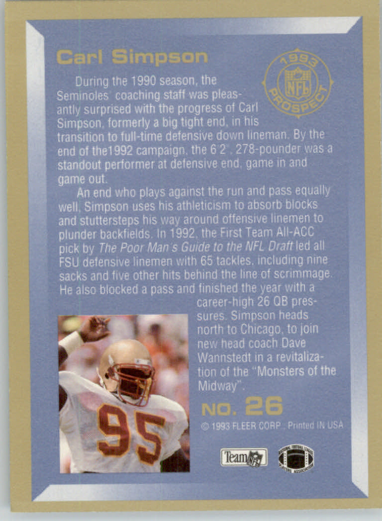 1993 Fleer Football "Insert" Cards - Picture 85 of 113