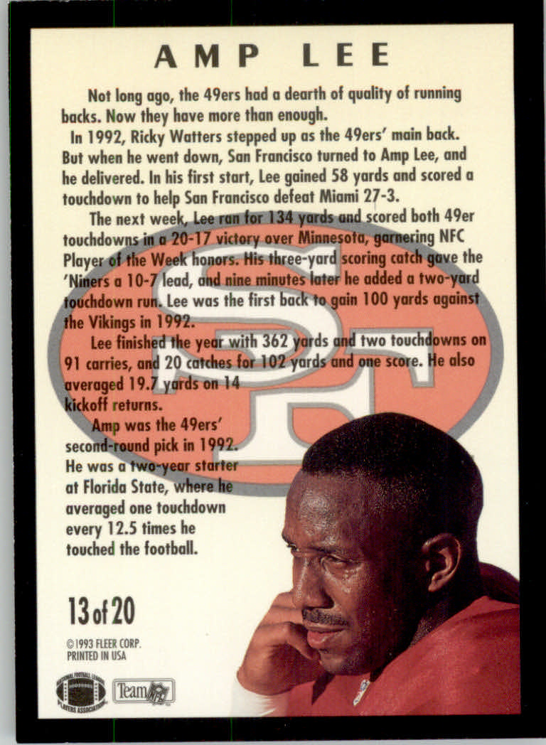 1993 Fleer Football "Insert" Cards - Picture 99 of 113