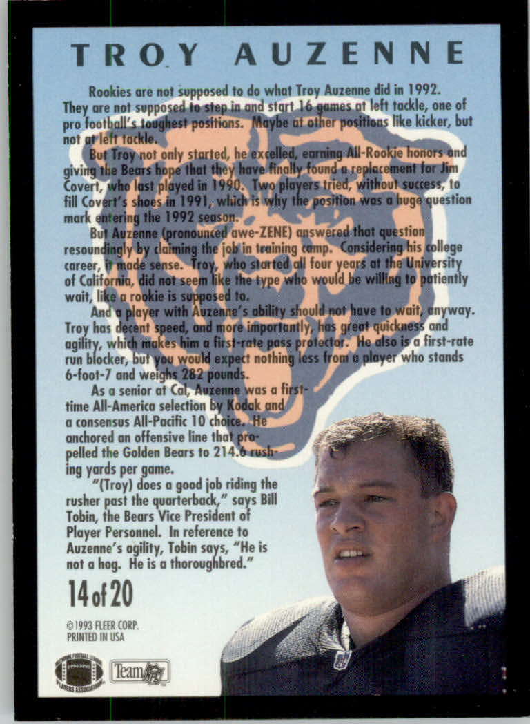 1993 Fleer Football "Insert" Cards - Picture 101 of 113