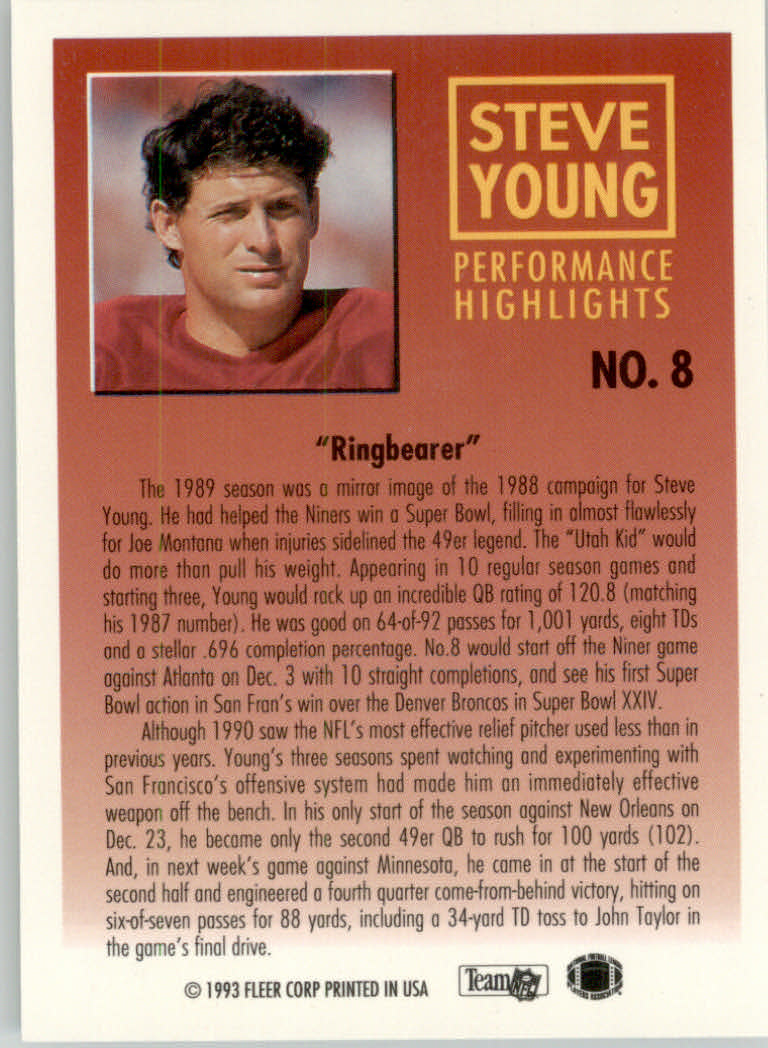 1993 Fleer Football "Insert" Cards - Picture 109 of 113