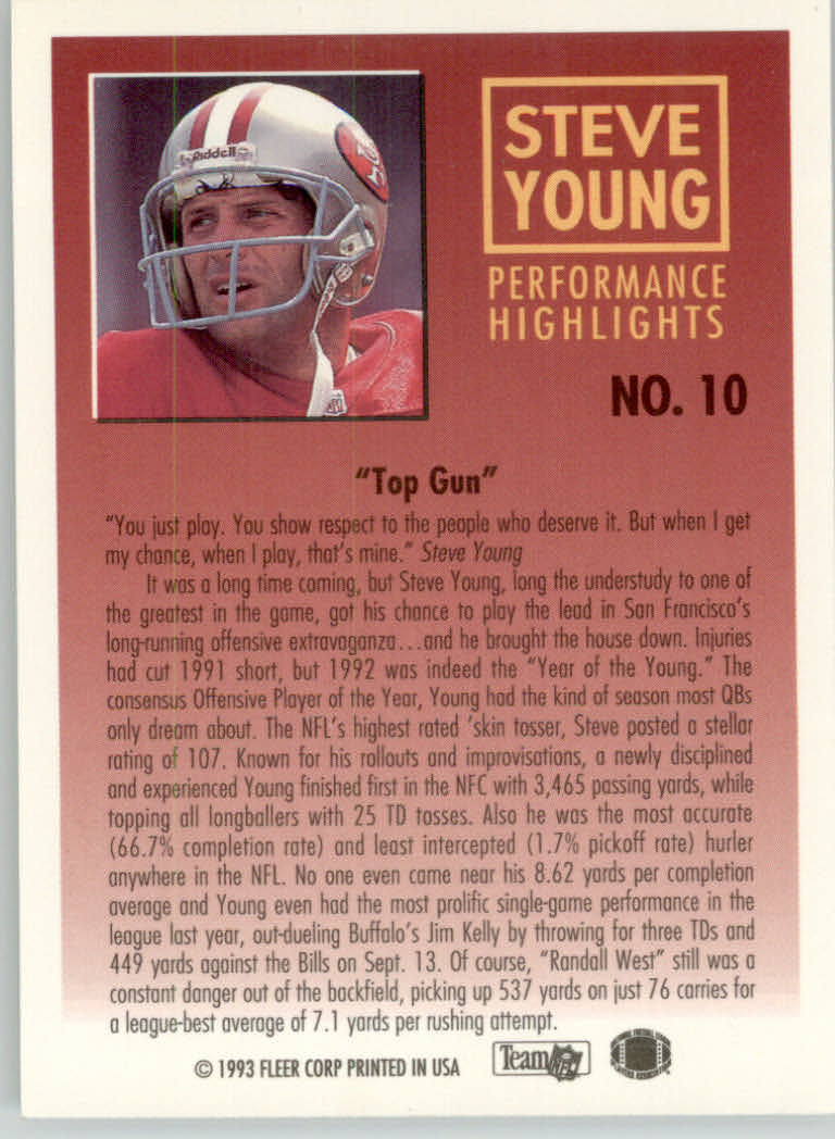 1993 Fleer Football "Insert" Cards - Picture 111 of 113