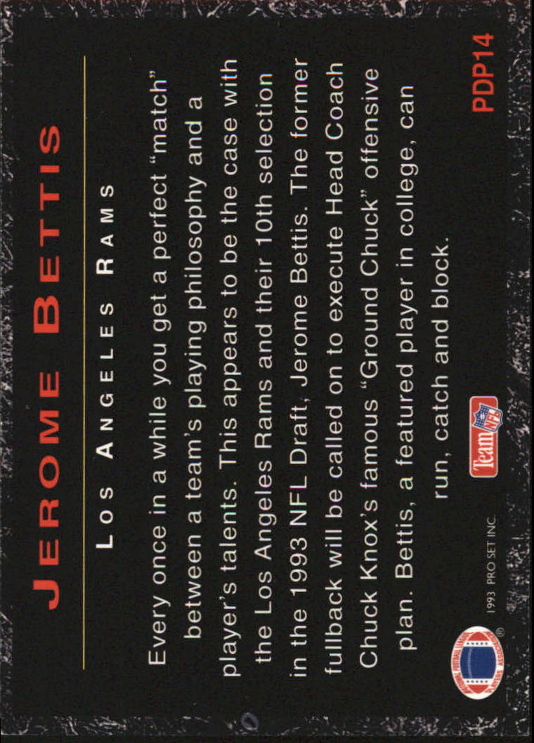 1993 Power Draft Picks #PDP14 Jerome Bettis back image