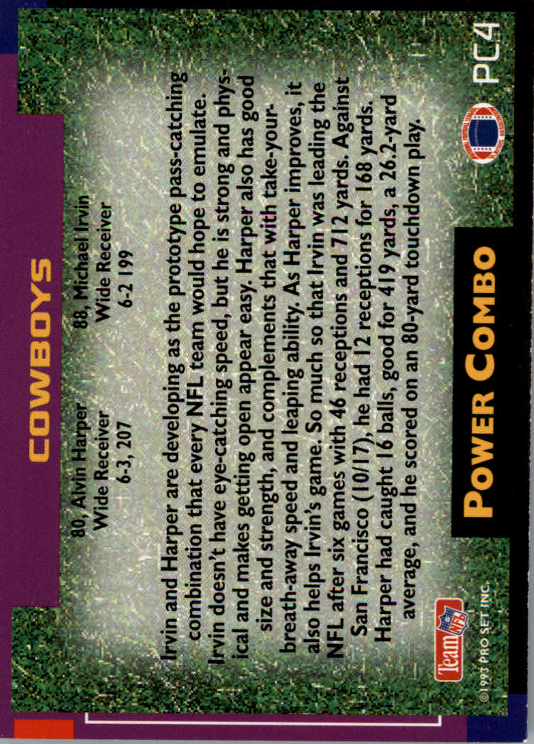 1993 Power Update Combos Prisms #PC4 Alvin Harper/Michael Irvin back image
