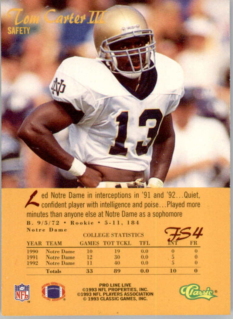 1993 Pro Line Live Football "Insert" Cards - Picture 3 of 39