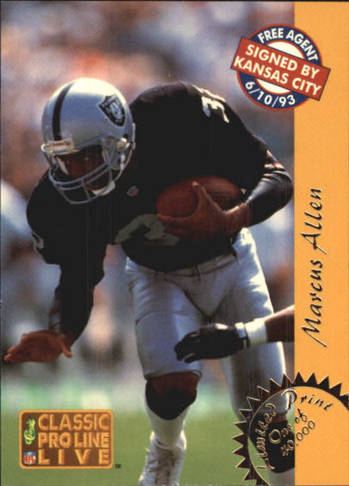 1993 Pro Line Live LPs #LP4 Marcus Allen