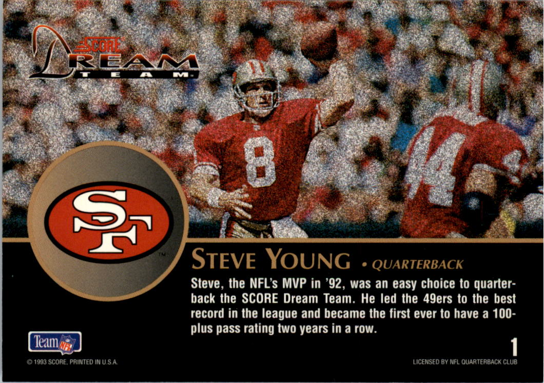 1993 Score Dream Team #1 Steve Young back image