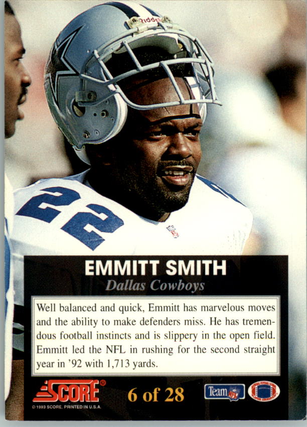 1993 Score Franchise #6 Emmitt Smith back image