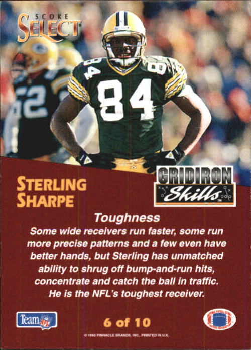 1993 Select Gridiron Skills #6 Sterling Sharpe back image