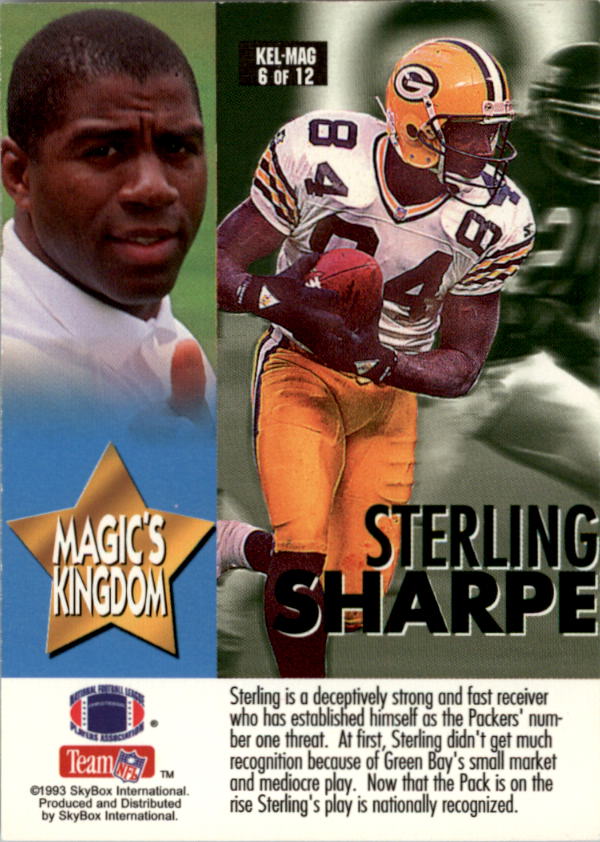 1993 SkyBox Impact Kelly/Magic #6 J.Rice/St.Sharpe back image