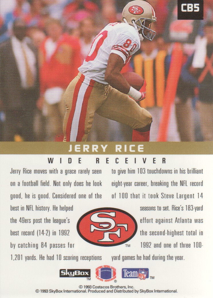 1993 SkyBox Premium Poster Cards #CB5 Jerry Rice/Wide Receiver ...