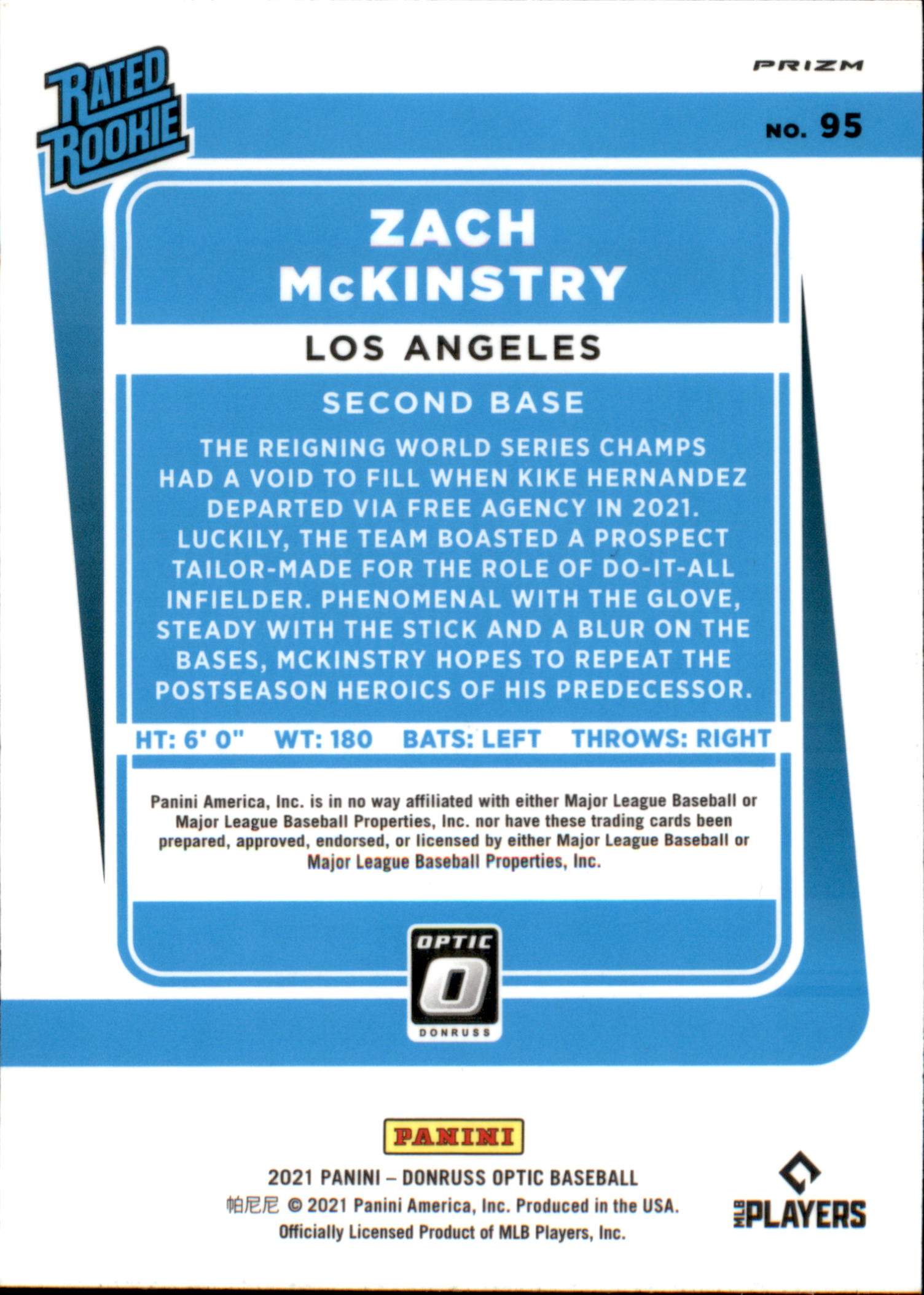 Zach McKinstry 2021 Topps Series 2 Rookie Card RC #394 Los Angeles Dodgers