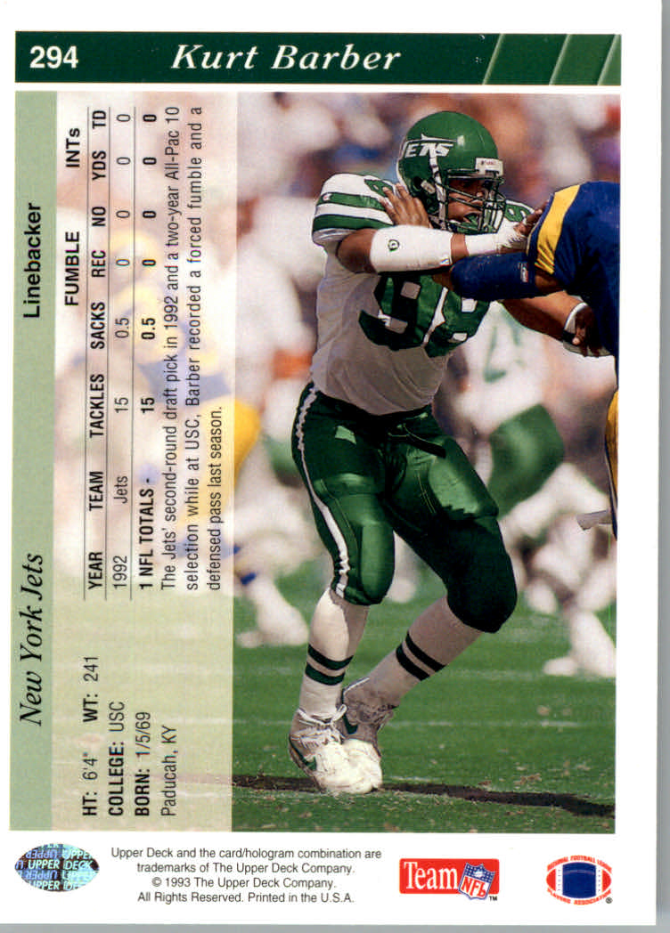 1993 Upper Deck Football "Main Set" Cards #251 to #500 Rookies and Veterans - Picture 89 of 500