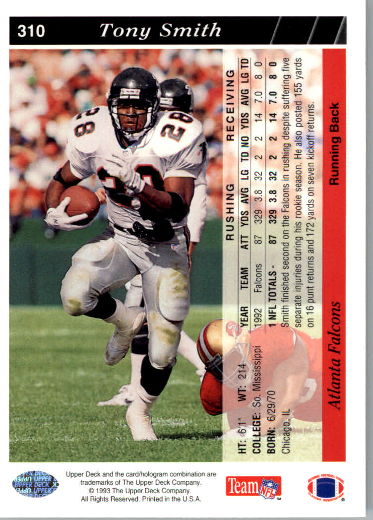 1993 Upper Deck Football "Main Set" Cards #251 to #500 Rookies and Veterans - Picture 121 of 500