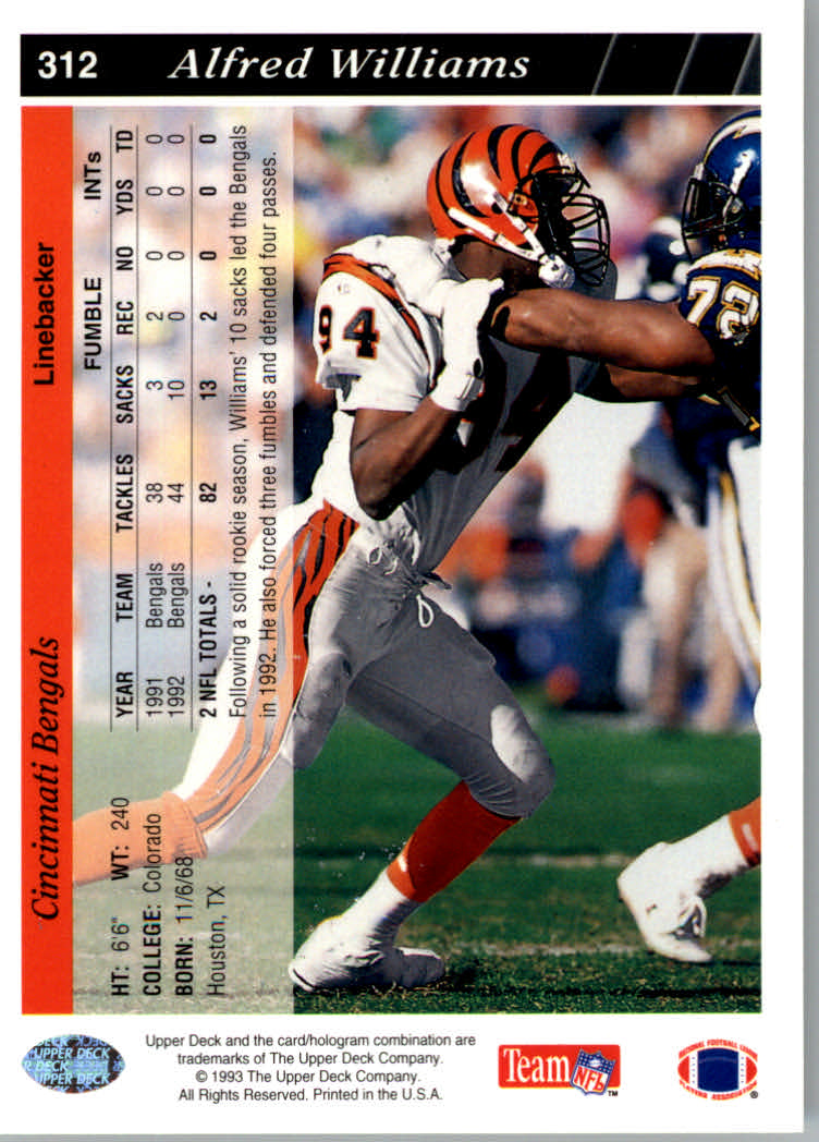 1993 Upper Deck Football "Main Set" Cards #251 to #500 Rookies and Veterans - Picture 124 of 500