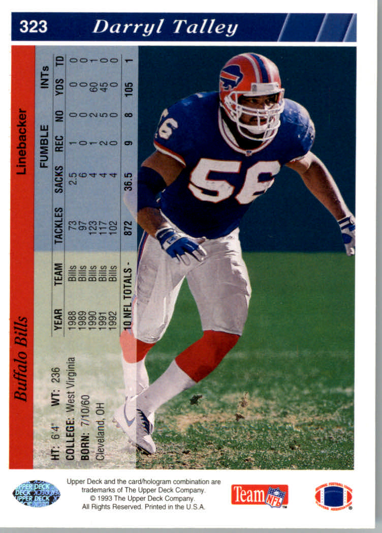 1993 Upper Deck Football "Main Set" Cards #251 to #500 Rookies and Veterans - Picture 146 of 500