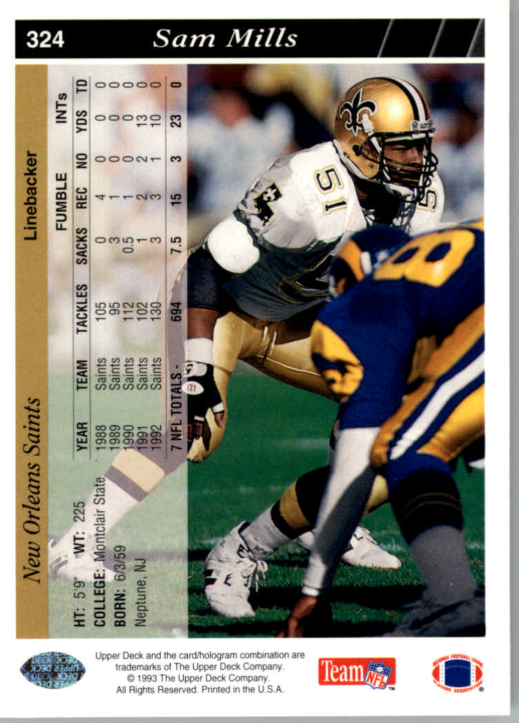 1993 Upper Deck Football "Main Set" Cards #251 to #500 Rookies and Veterans - Picture 148 of 500