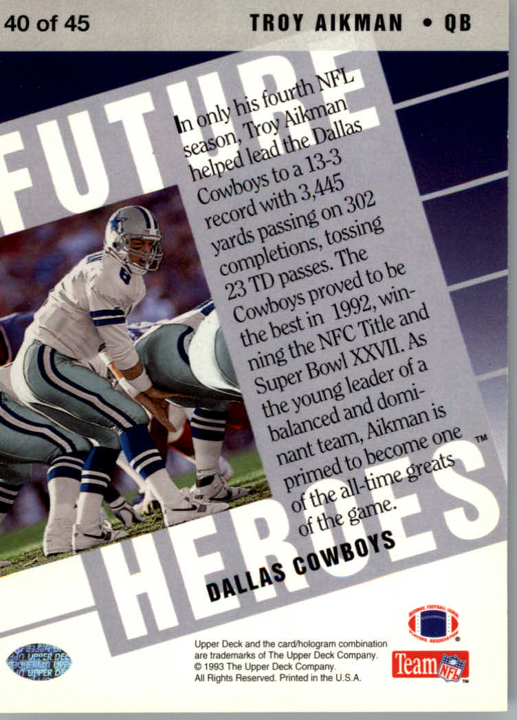 1993 Upper Deck Football "Future Heroes" Insert Cards - Picture 9 of 21