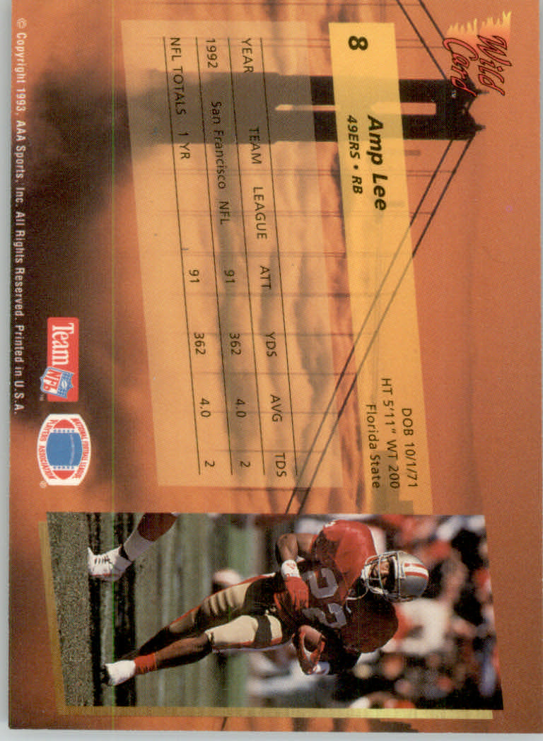 1993 Wild Card Football "Main Set" Base Cards - Picture 15 of 368