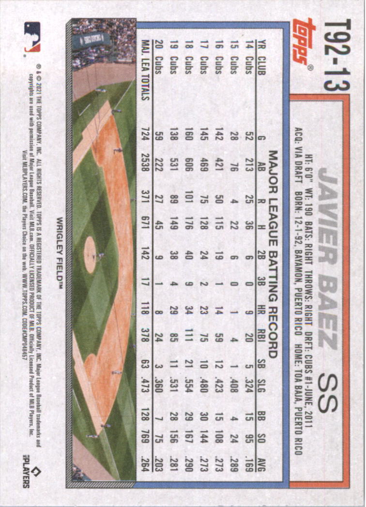 2021 Topps Update '92 Topps Redux Baseball Card Pick (Base)