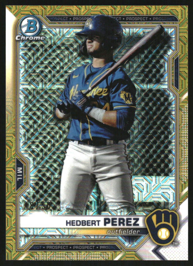 2021 Bowman Chrome Mega Box Prospects Gold Refractors #BCP203 Hedbert Perez