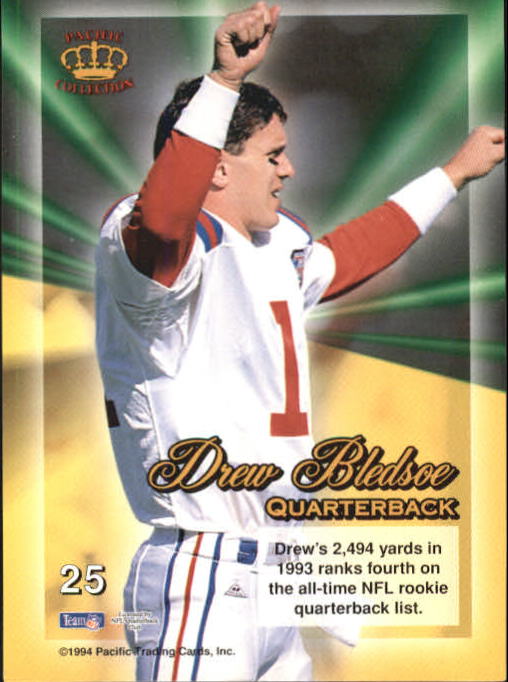 1994 Pacific Triple Folders Rookies and Stars #25 Drew Bledsoe back image