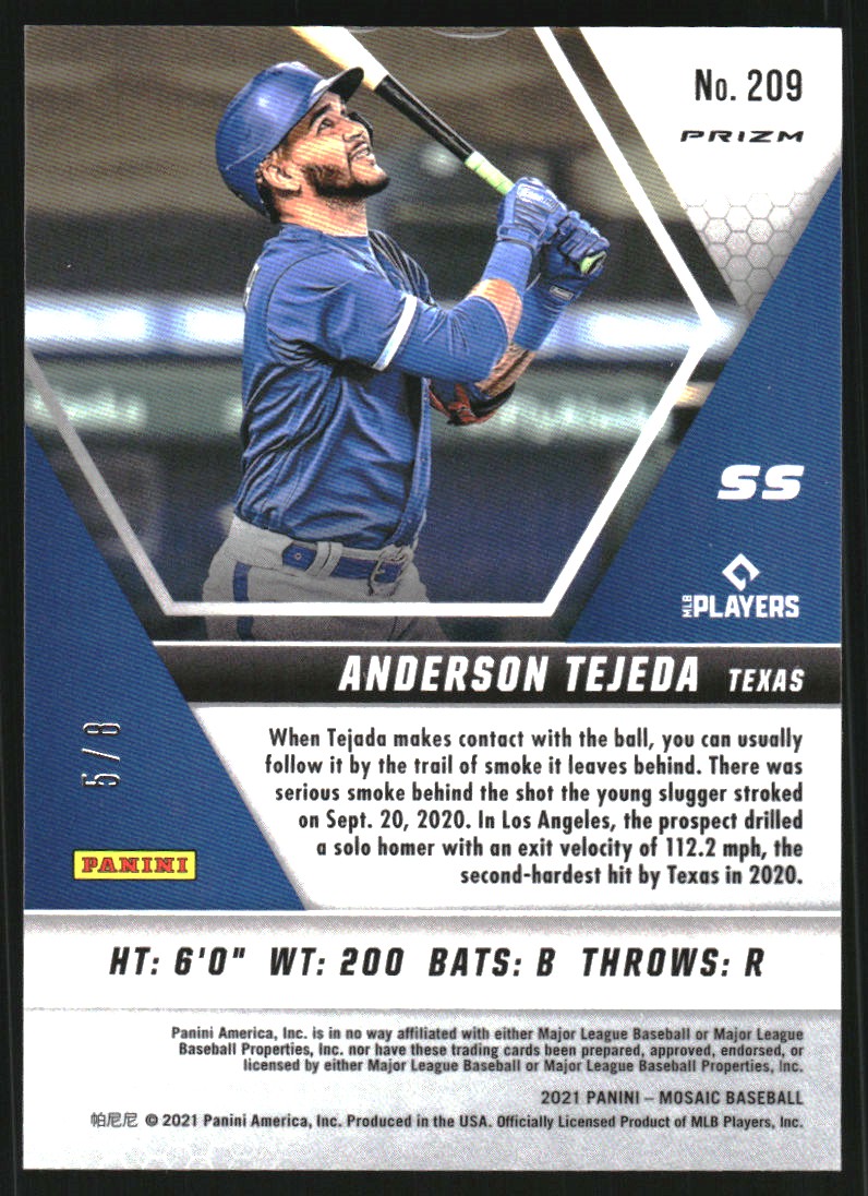 2021 Panini Mosaic Mosaic Choice Black Gold #209 Anderson Tejeda